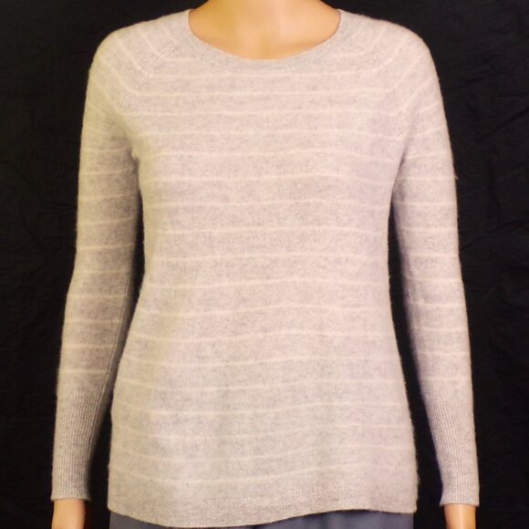 CASHMERE! HALOGEN size S gray (2 shades) 100% cashmere pullover sweater DC only - Picture 1 of 14